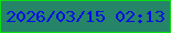 文字の大きさ：3、枠の色：0cdd15、背景の色：268469、文字の色：030ee4 無料ブログパーツのブログ時計