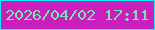 文字の大きさ：3、枠の色：0ceff9、背景の色：ca1fbc、文字の色：79e7ad 無料ブログパーツのブログ時計