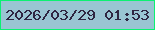 文字の大きさ：5、枠の色：0cf172、背景の色：99c5d3、文字の色：2e2642 無料ブログパーツのブログ時計