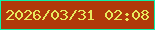 文字の大きさ：2、枠の色：0cf2a9、背景の色：b1390a、文字の色：e8e85d 無料ブログパーツのブログ時計