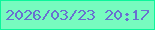文字の大きさ：2、枠の色：0cf69b、背景の色：77fbbf、文字の色：6971d0 無料ブログパーツのブログ時計