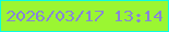 文字の大きさ：2、枠の色：0cfce1、背景の色：9bf632、文字の色：8785d7 無料ブログパーツのブログ時計
