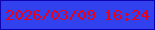文字の大きさ：1、枠の色：0d02b0、背景の色：3241ee、文字の色：ed0013 無料ブログパーツのブログ時計