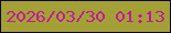 文字の大きさ：3、枠の色：0d042e、背景の色：a3a136、文字の色：c31b95 無料ブログパーツのブログ時計