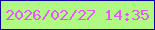 文字の大きさ：3、枠の色：0d049f、背景の色：b0f983、文字の色：e658fa 無料ブログパーツのブログ時計