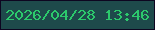 文字の大きさ：2、枠の色：0d0520、背景の色：1e4a4b、文字の色：2cc96c 無料ブログパーツのブログ時計