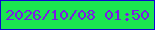 文字の大きさ：1、枠の色：0d07d1、背景の色：1be650、文字の色：7d18e7 無料ブログパーツのブログ時計