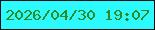 文字の大きさ：3、枠の色：0d0e13、背景の色：2dfaff、文字の色：308a20 無料ブログパーツのブログ時計