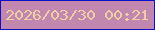 文字の大きさ：4、枠の色：0d10c9、背景の色：c287af、文字の色：efcea5 無料ブログパーツのブログ時計