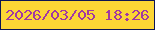 文字の大きさ：5、枠の色：0d1454、背景の色：fcd635、文字の色：a138a3 無料ブログパーツのブログ時計