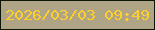 文字の大きさ：4、枠の色：0d1605、背景の色：b0a486、文字の色：fccf2b 無料ブログパーツのブログ時計
