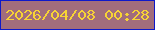 文字の大きさ：5、枠の色：0d18c9、背景の色：a16d7c、文字の色：f7d335 無料ブログパーツのブログ時計