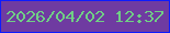 文字の大きさ：1、枠の色：0d1cff、背景の色：6f3ba1、文字の色：70cf85 無料ブログパーツのブログ時計