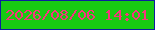文字の大きさ：4、枠の色：0d1d9f、背景の色：18ca13、文字の色：f6357e 無料ブログパーツのブログ時計
