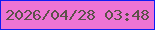 文字の大きさ：3、枠の色：0d1df5、背景の色：ed74d4、文字の色：5d514a 無料ブログパーツのブログ時計