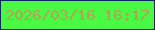文字の大きさ：4、枠の色：0d2561、背景の色：4af944、文字の色：b3a156 無料ブログパーツのブログ時計