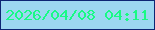 文字の大きさ：5、枠の色：0d2574、背景の色：9cd7f1、文字の色：18fa86 無料ブログパーツのブログ時計