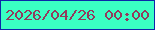 文字の大きさ：5、枠の色：0d26a9、背景の色：3affc3、文字の色：923a5d 無料ブログパーツのブログ時計