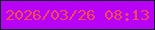 文字の大きさ：2、枠の色：0d2a20、背景の色：b702f5、文字の色：f24c50 無料ブログパーツのブログ時計