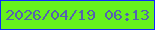 文字の大きさ：2、枠の色：0d2afe、背景の色：66f21d、文字の色：5562af 無料ブログパーツのブログ時計