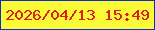 文字の大きさ：5、枠の色：0d2cc4、背景の色：fafa36、文字の色：e01b11 無料ブログパーツのブログ時計