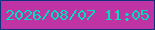 文字の大きさ：3、枠の色：0d317c、背景の色：bf34a4、文字の色：01deba 無料ブログパーツのブログ時計