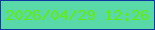 文字の大きさ：1、枠の色：0d37a3、背景の色：59d8a8、文字の色：63ec12 無料ブログパーツのブログ時計