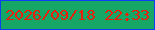 文字の大きさ：2、枠の色：0d3ff5、背景の色：16a767、文字の色：eb1e0c 無料ブログパーツのブログ時計