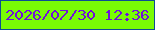 文字の大きさ：1、枠の色：0d4d93、背景の色：79fb04、文字の色：7110da 無料ブログパーツのブログ時計
