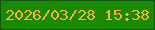 文字の大きさ：2、枠の色：0d5914、背景の色：198a02、文字の色：f7b23a 無料ブログパーツのブログ時計