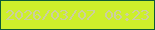 文字の大きさ：2、枠の色：0d5a36、背景の色：cdef2b、文字の色：cccf9e 無料ブログパーツのブログ時計