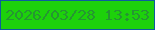 文字の大きさ：5、枠の色：0d5c9e、背景の色：1dd10b、文字の色：259632 無料ブログパーツのブログ時計