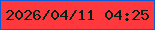 文字の大きさ：3、枠の色：0d5cda、背景の色：fe383d、文字の色：012219 無料ブログパーツのブログ時計