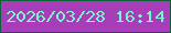 文字の大きさ：4、枠の色：0d5f37、背景の色：a83db9、文字の色：7cf5cc 無料ブログパーツのブログ時計
