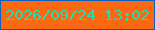 文字の大きさ：4、枠の色：0d5fbf、背景の色：fa6911、文字の色：1edfb5 無料ブログパーツのブログ時計