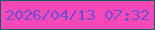 文字の大きさ：5、枠の色：0d6260、背景の色：f848b8、文字の色：6551d8 無料ブログパーツのブログ時計