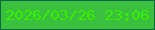 文字の大きさ：3、枠の色：0d6943、背景の色：3abf3f、文字の色：37f000 無料ブログパーツのブログ時計