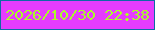 文字の大きさ：2、枠の色：0d6aa5、背景の色：e53cfd、文字の色：aafb2a 無料ブログパーツのブログ時計
