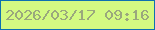 文字の大きさ：1、枠の色：0d71b1、背景の色：d3fa82、文字の色：9aa87d 無料ブログパーツのブログ時計