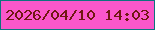 文字の大きさ：5、枠の色：0d747e、背景の色：fa57ca、文字の色：711812 無料ブログパーツのブログ時計