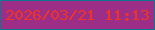 文字の大きさ：4、枠の色：0d758e、背景の色：9c2e87、文字の色：ef3427 無料ブログパーツのブログ時計