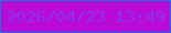 文字の大きさ：4、枠の色：0d76e4、背景の色：bb0ad6、文字の色：8732ed 無料ブログパーツのブログ時計