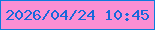 文字の大きさ：1、枠の色：0d7cdd、背景の色：fb8fd3、文字の色：1868db 無料ブログパーツのブログ時計