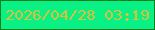 文字の大きさ：4、枠の色：0d7e1b、背景の色：09f184、文字の色：d9c13d 無料ブログパーツのブログ時計