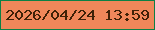 文字の大きさ：5、枠の色：0d8045、背景の色：f0875a、文字の色：402107 無料ブログパーツのブログ時計