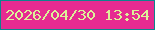 文字の大きさ：5、枠の色：0d848d、背景の色：e62b91、文字の色：dcf299 無料ブログパーツのブログ時計