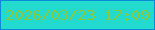 文字の大きさ：2、枠の色：0d88d7、背景の色：23dacf、文字の色：85c93e 無料ブログパーツのブログ時計