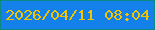 文字の大きさ：2、枠の色：0d8984、背景の色：1481ea、文字の色：f2c400 無料ブログパーツのブログ時計