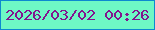 文字の大きさ：5、枠の色：0d89d0、背景の色：6ef8c5、文字の色：82158e 無料ブログパーツのブログ時計