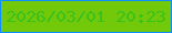 文字の大きさ：4、枠の色：0d8dff、背景の色：71c909、文字の色：3ac11c 無料ブログパーツのブログ時計